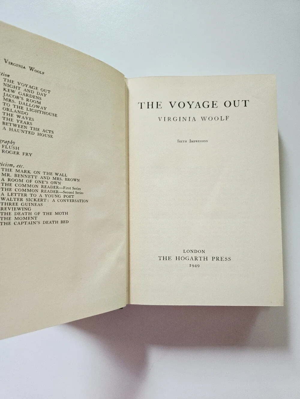 The Voyage Out by Virginia Woolf 1949 6th Print Hogarth Press Uniform Ed HC DJ